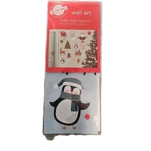 Christmas House Winter Holiday Wall Art Decal Set - NEW - Penguins, Santa - Cute